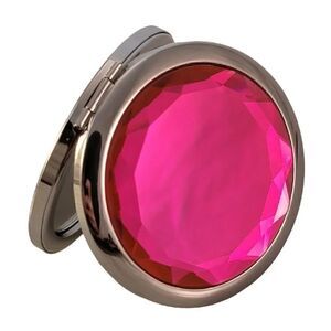 Compact Hot Pink Faceted Crystal Travel Mirror - New!